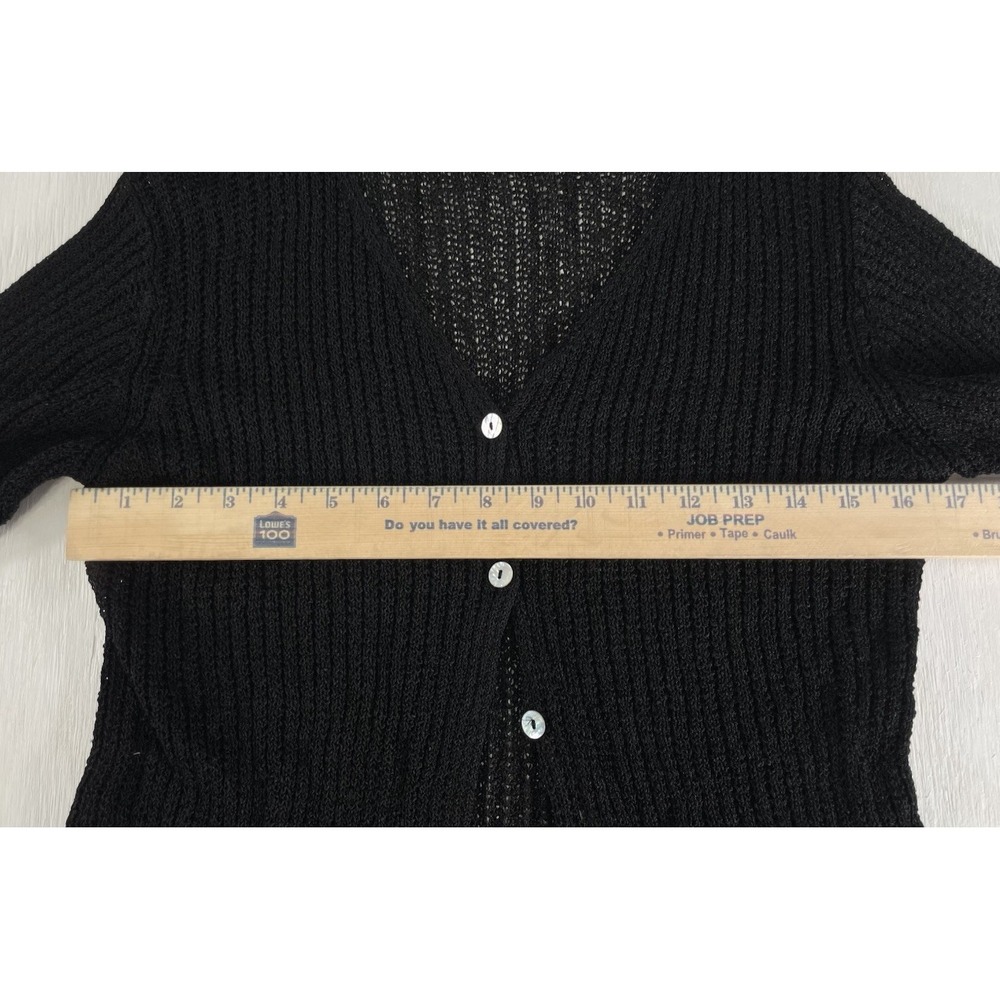 Y2K Vintage Black Crocheted Boho Style Davie Milane Cardigan Sweater Jones & Co - Picture 8 of 14